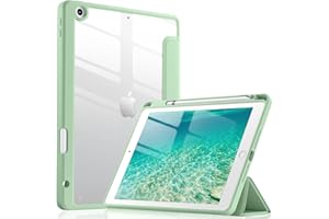 Wenlaty Case Compatible with iPad 9th /8th /7th Generation (2021/2020/2019), Full Body Protective with Pencil Holder, Clear Case Designed for iPad 10.2 Inch, Auto Sleep/Wake Cover, Mint Green