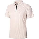 Ecosunny Men's Polo Shirts Short Sleeve Zipper Textured Knit Casual Polos T-Shirt Regular Fit Vacation Golf Shirt