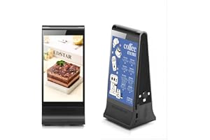 WEADS Digital Signage Display for Tabletop ,Interactive Digital Signage with Double 8 inch LCD Touch Screen and WIFI Connected,Rechargeable 23200mAh Battery,Portable Advertising Kiosk for Restaurants,Bar, Hotel ,Cafe (Black)