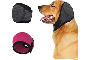 Dog Cat Ear Guard - Waterproof Warm Adjustable Scarf, Noise Reduction for Grooming Bathing Swimming (Grey, M)