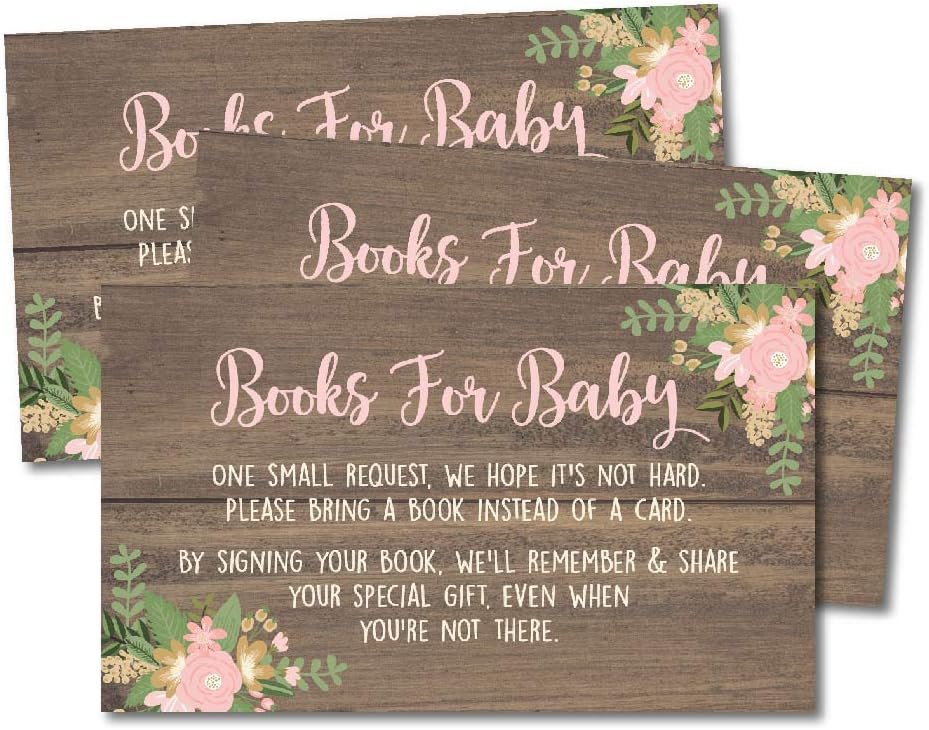 25 Oh Deer Books for Baby Request Insert Card for Girl Gold Baby Shower Invitations or invites, Buck Hunting Woodland Cute Bring A Book Instead of A Card Theme for Gender Party Story Games