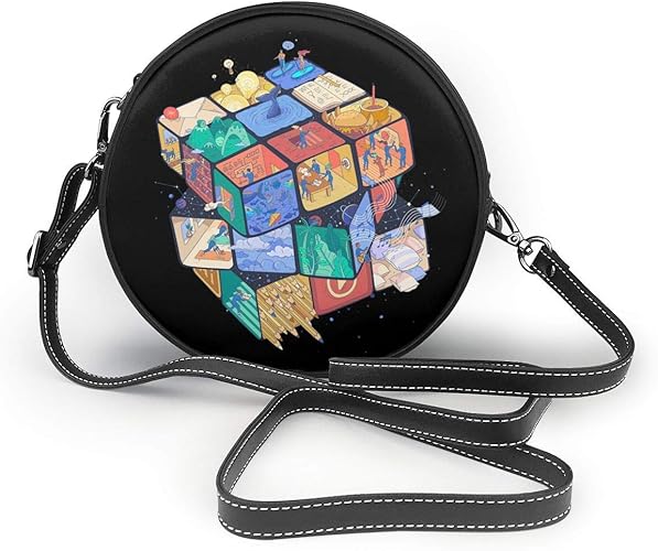 Amazon ルービックキューブ 丸型ショルダーバッグ ハンドバッグ Puレザー 小さめ 肩掛け 斜めがけ 可愛い レディース レザーショルダーバッグ おしゃれ 携帯用 小型バッグ シューズ バッグ