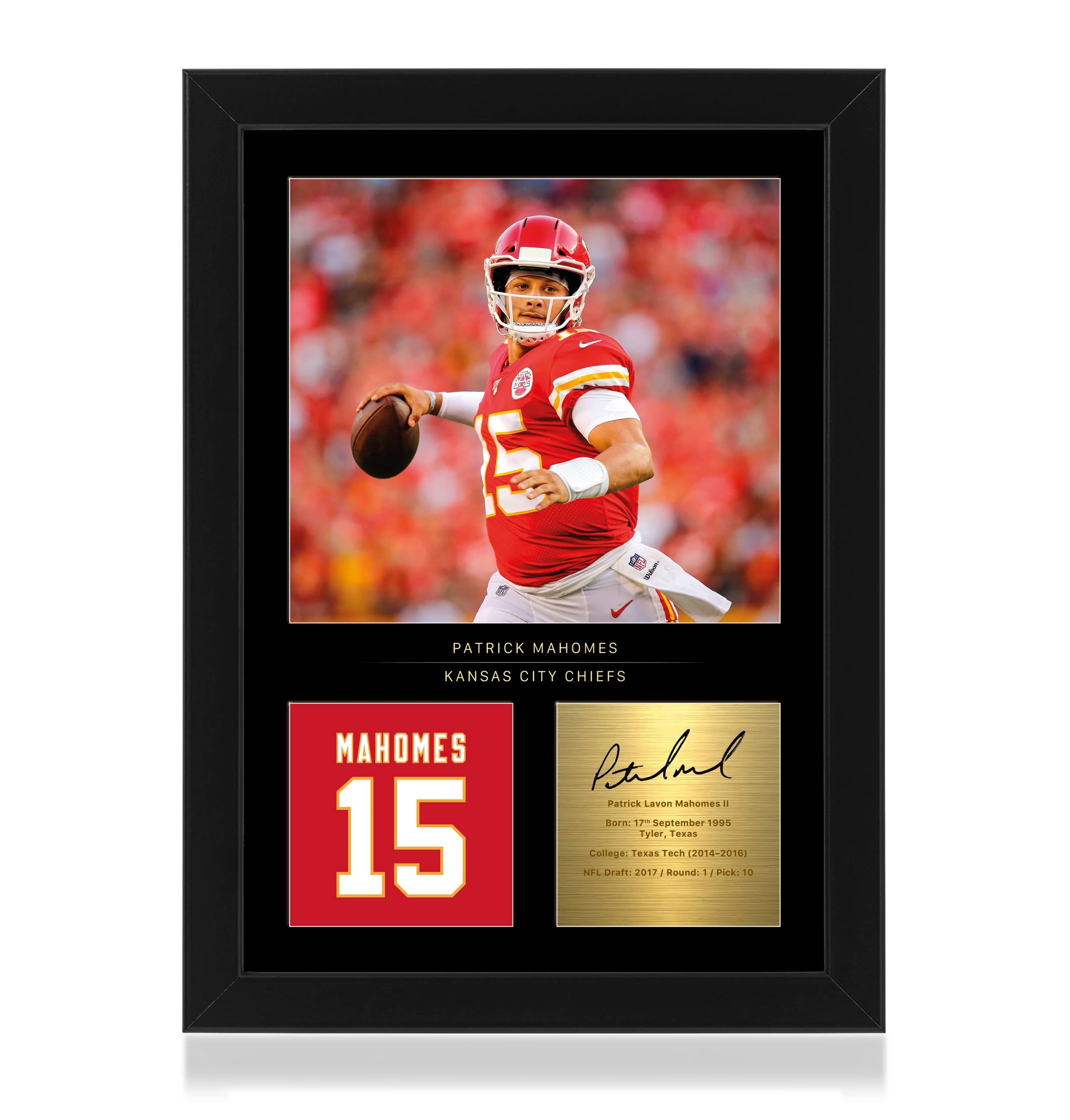 Win FC Patrick Mahomes Signed A4 Framed Photo Display - Reproduced Digital Signature - Gift For Kansas City Chiefs