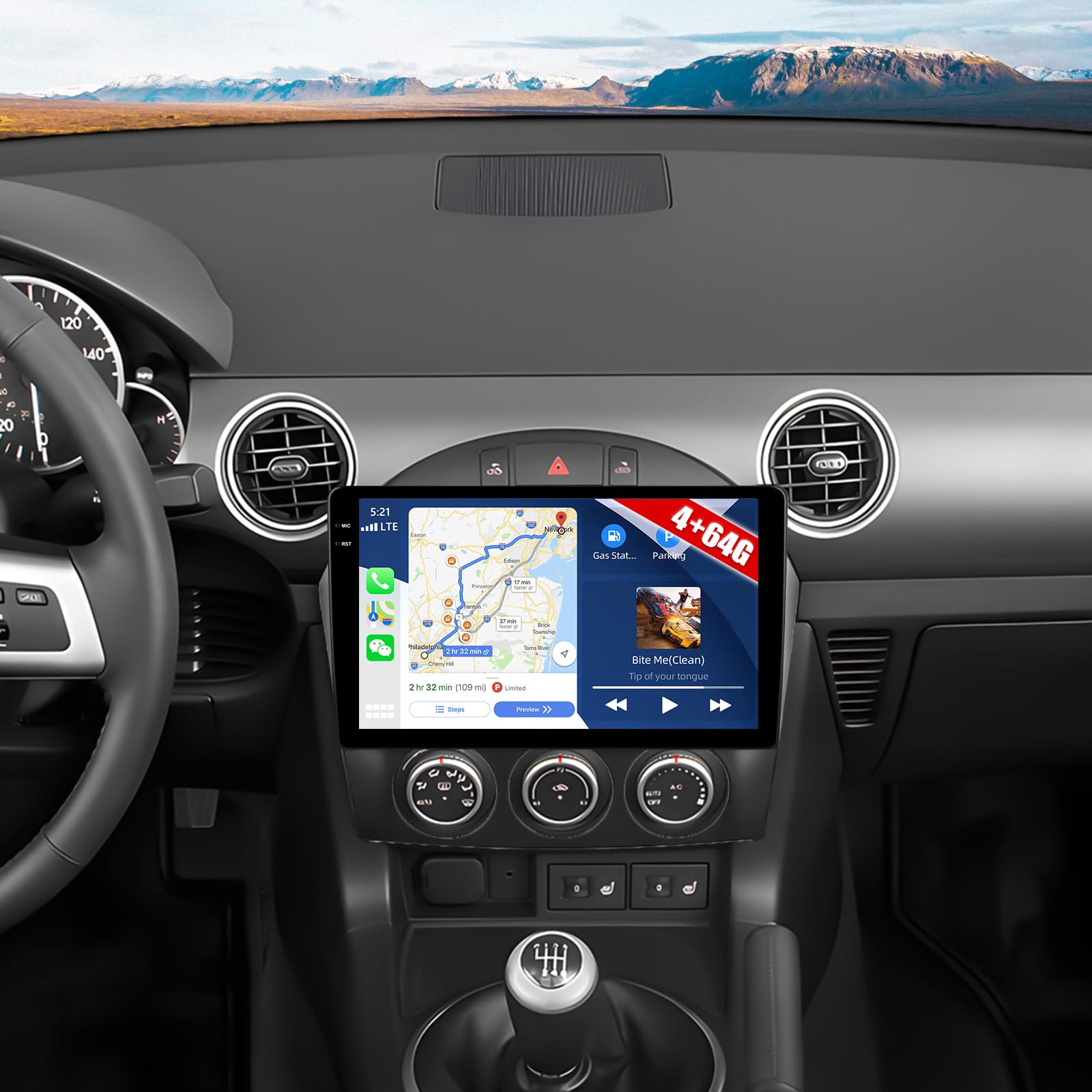 View 1 of [4+64G] Android 15 Car Radio Stereo for Mazda MX-5 NC Miata 2006-2015 with Wireless Carplay&Android Auto,9 Inch Car Radio with Mirror Link Bluetooth FM/RDS WiFi GPS EQ DSP SWC+AHD Backup Camera