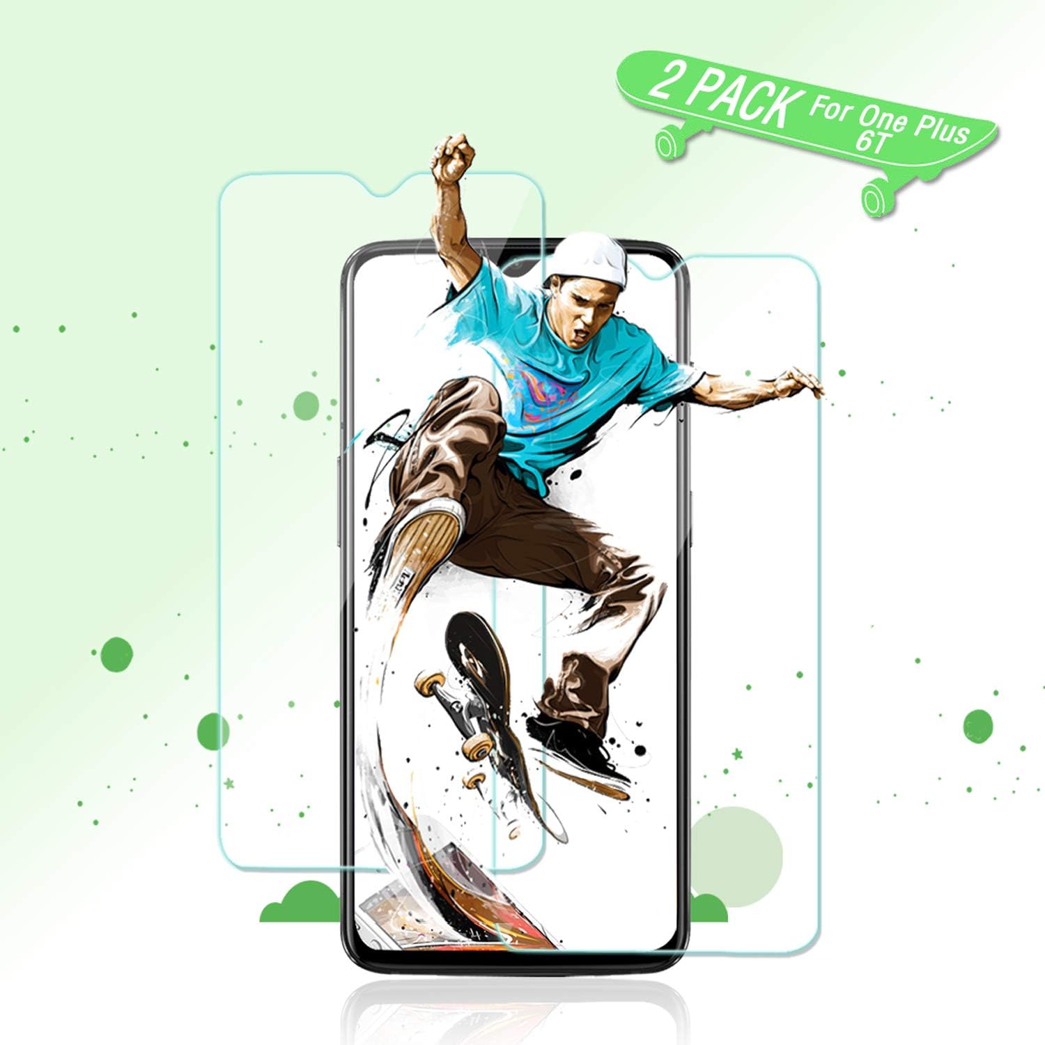 OnePlus 6T Screen Protector Glass [2 Pack] YIYU Premium Tempered Glass Film 3D Touch Anti-Shatter Bubble Free Ultra Slim HD Clear Screen Protector Compatible with OnePlus 6T
