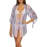 BECCA Women's Tulum Chiffon Tunic, Abstract Print, Casual, Beach Cover Ups