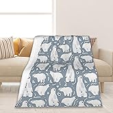 Cute Polar Bear Throw Blanket Soft Warm Cozy Lightweight Flannel Blanket for Bedding Sofa Travel 50"X60"