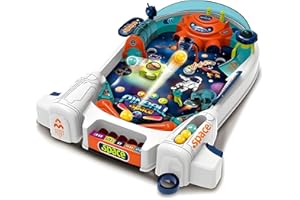 OLEOCA Kids Pinball Machine — Tabletop Arcade Game with Obstacles, Pull-Rod Launcher, Flippers & Scoring Targets, 1-2 Player Mini Pinball for Ages 3+