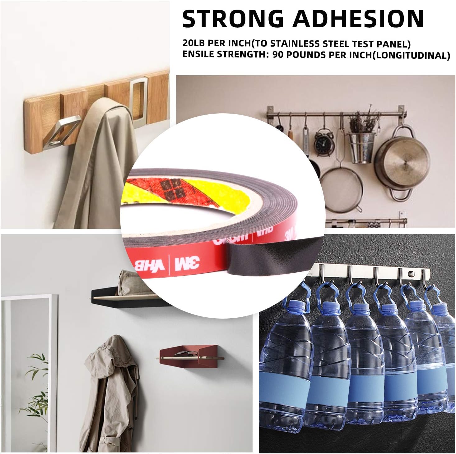3M 5925 Double Sided Tape, Easy Peel Heavy Duty Mounting Waterproof VHB Foam Tape, 16FT Length, 0.4 Inch Width for Car Decor,Home Decor and Office Decor: Industrial & Scientific