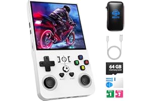 AQHH R36 Max Retro Gaming Console, Retro Handheld Console 4.0'' Screen Linux System, 64G TF Card, 4000mAh Rechargeable Portable Pocket Arcade, White