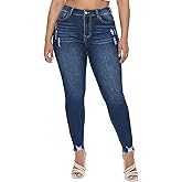roswear Skinny Jeans for Women Mid Rise Ripped Stretchy Denim Pants Trendy Slim Fit Distressed Jeans