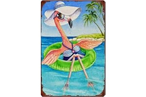 PIXELDERMA Pool Signs Safety Vintage Metal Tin Sign Pool Rules Signs Outdoor Funny Swimming Pool Warning Signs Metal Pool Rules Sign Swimming Flamingo Retro Wall Decor 12x8 Inch