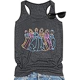 AMWIPE Magical Tank Tops for Women Magic Princess Shirt Magic Kingdom Graphic Tshirt Holiday Sleeveless Tee Tops