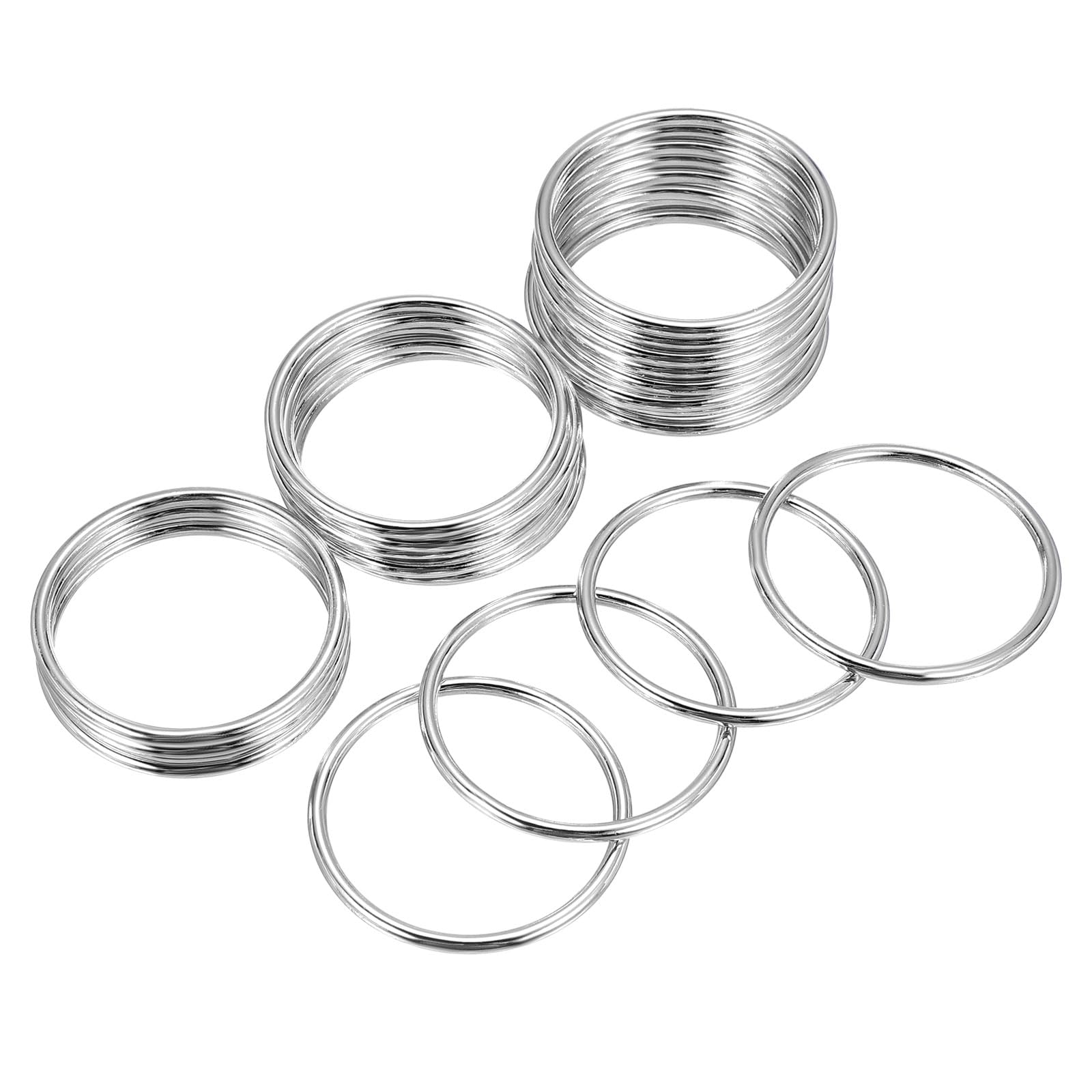 PATIKIL Metal O Rings 50mm / 2", 20 Pack Electroplated Zinc Alloy O Ring Buckle Seamless Welded Round Rings for Bag Purse Belts Hardware DIY Craft Dog Leashes, Silver