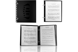 BORCOLO Music Folder-Flip Folder, 20 Windows Double Side PVC Waterproof Flip Folder Pages with 2 Binder Rings for Marching Band, Clarinet Lyre, Trumpet Lyre, Trombone, Flute -7.5 x 6.5''