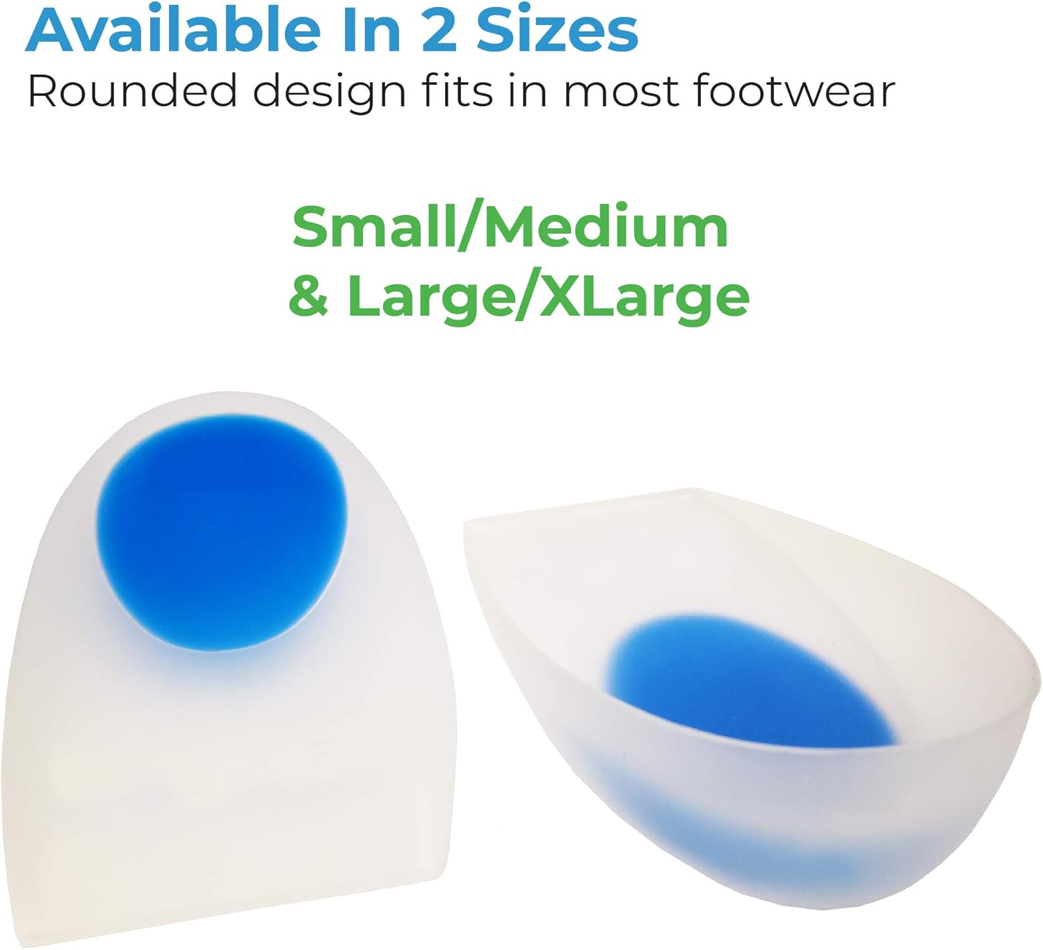 NatraCure Silicone Gel Heel Cup Cushions Size: S/M (1 Pair) - Shoe Insert Pad for Shock Absorption, Heel Spurs & Pain Relief: Health & Personal Care