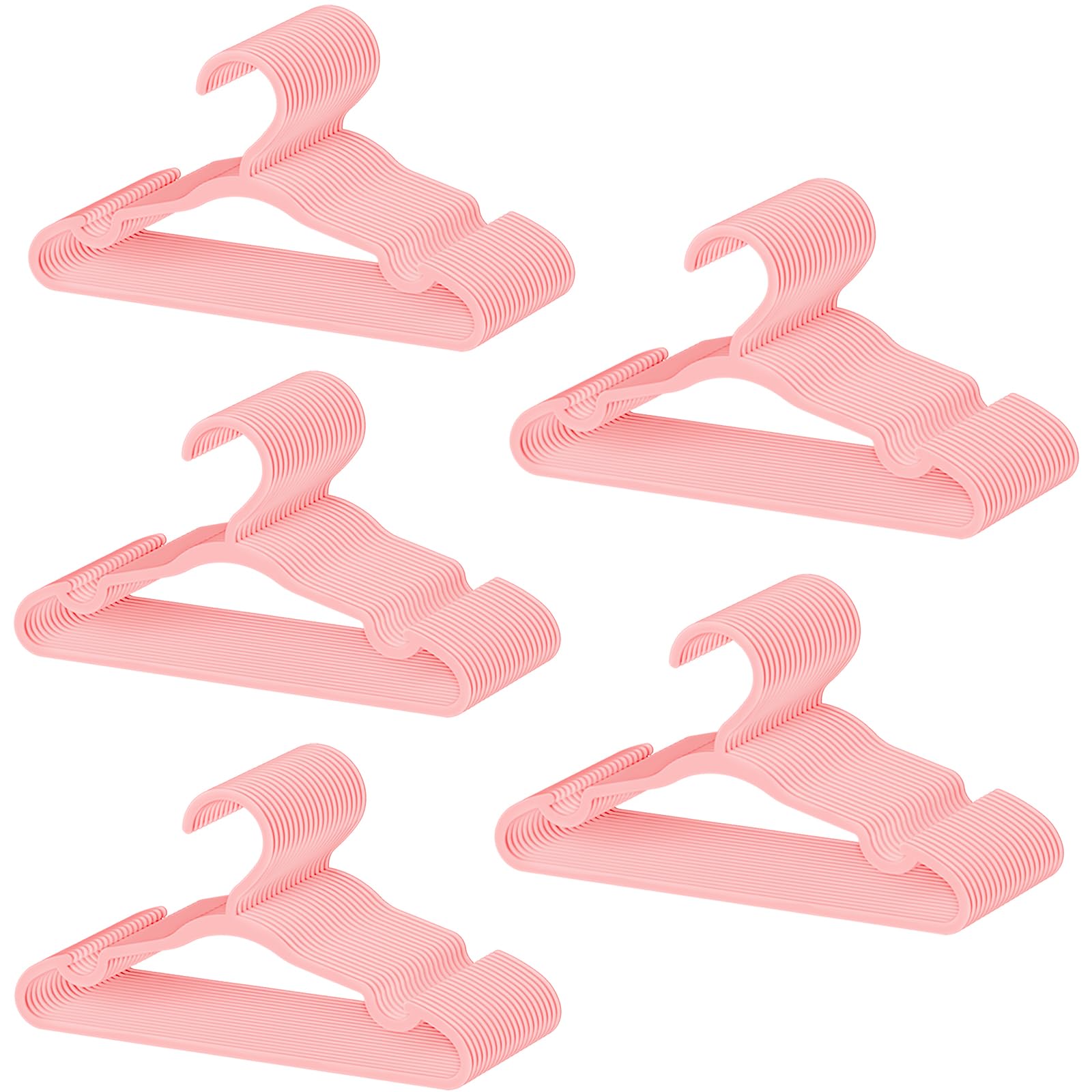 Photo 1 of 100 Pack Baby Plastic Hangers,12.83" Ultra-Thin,Non-Slip Hangers for Children. Ideal for Closets and Nurseries.Designed for Newborns and Children's Clothing,Including Trousers,Coat,Dresses.(Pink)
