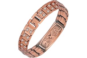 Feraco Copper Bracelet for Men-Magnetic Bracelets 99.99% Pure Copper Jewelry Gift with Adjustable Sizing Tool, Magnetic Field Therapy Jewelry with Eagle Pattern