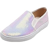FEVERSOLE Women's Fashion Sparkle Sequin Embellished Sneaker Party Holiday Casual Shoes
