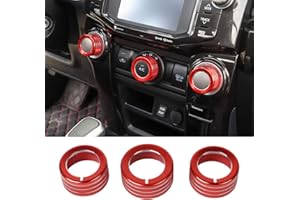 JeCar Air Conditioner Button Trim Cover Aluminum Alloy Knob Cover Compatible with Toyota 4Runner 2010-2022, Red