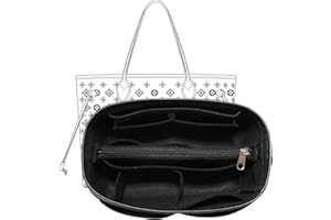 LOUKAYCCI Purse Organizer Insert, Felt Bag Organizer with Metal Zipper, Tote Bag Organizer Insert with 6 Sizes, Compatible with Neverful Speedy Tote and More