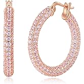 CiNily Hoop Earrings for Women Hypoallergenic, 14K Gold Plated 925 Sterling Silver Lightweight Mult-colors Crystal CZ Chunky Open Hoops Earrings Jewelry Gifts for Sensitive Ears 28mm/1.2"