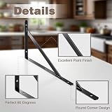 Ouvin Heavy Duty Shelf Brackets 12 Inch Triangle Right Angle Set of 4 Black view 4