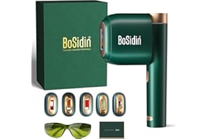 Laser Hair Removal, BoSidin IPL Hair Removal with Painless Ice-Cooling, 2-in-1 Face SR Rejuvenation, 6+1 Modes, 6 Levels Hair Removal for Women Permanent, Laser Hair Removal Kit with Shaver, Goggles