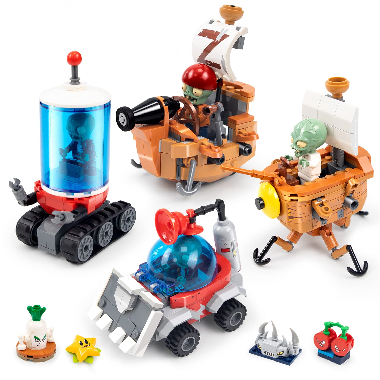 Maikerry 4pcs Plants and Zombies Small Carrier Set