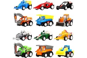 Yeonha Toys Pull Back Vehicles, 12 Pack Mini Assorted Construction Vehicles and Race Car Toy for Kids and Toddlers