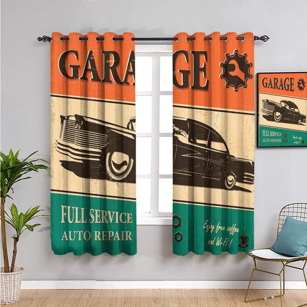 VICWOWONE vintage Shading Insulated Curtain, Curtains 63 inch length