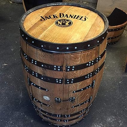 Recycled Solid Oak Whisky Barrel Drinks Cabinet Bar Display Unit