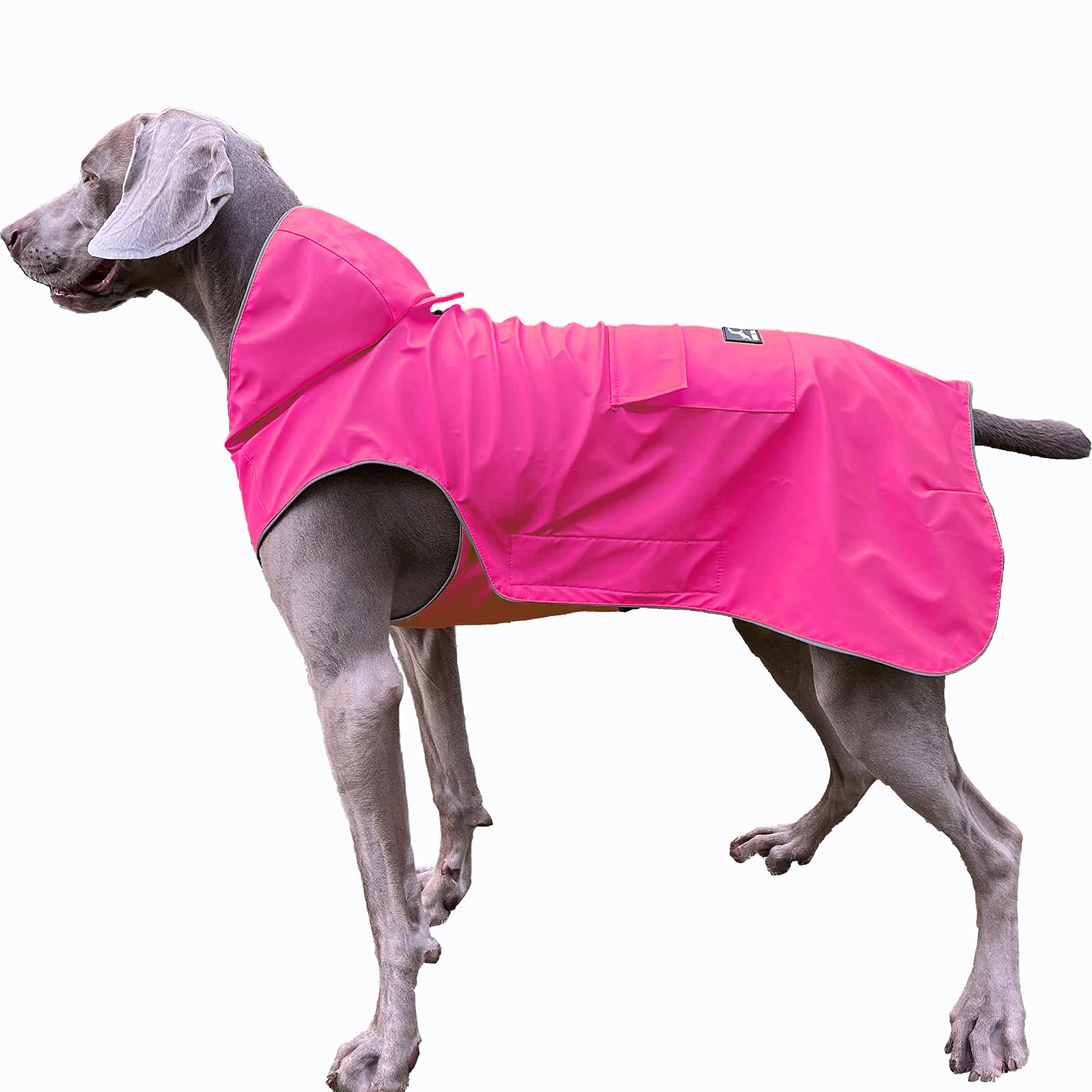FLYING TAIL Not Stiffen,Super Soft Hand Feel Dog Raincoat, Reflective, Adjustable, Easy Wear, Leash Hole for 2XSmall breed-5XLarge Breed Dogs (Pink, X-Small)