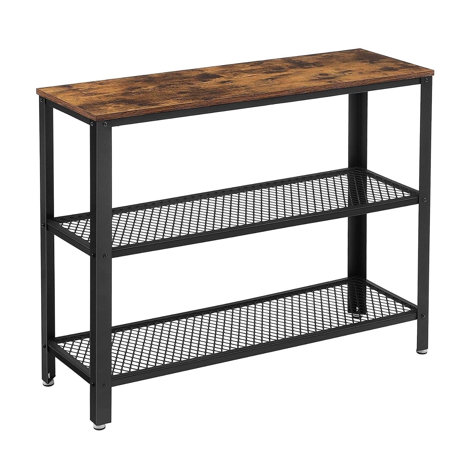 VASAGLE Console Table, Side Table, Sideboard, with 2 Lattice Shelves, for Living Room, Hallway, 101.6 x 35 x 80 cm, Steel Frame, Industrial Style, Rustic Brown and Black LNT81BX