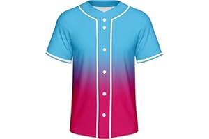 Lalkllo Men Baseball Jersey Solid Shirts Plain Casual Button Down Short Sleeves T-Shirt Sports Uniform S-2XL
