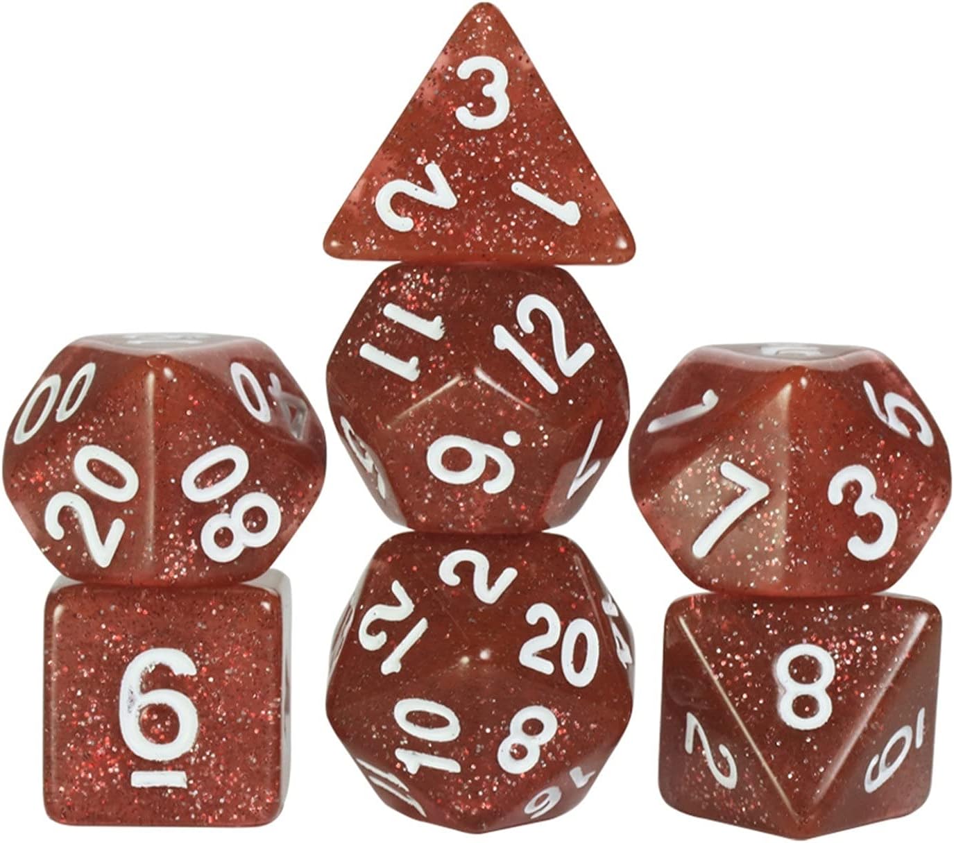 ZHQHYQHHX Dice Sets Bulk Polyhedral Dice Set Silver Glitter 7 Pcs Mult Colors for Role Playing