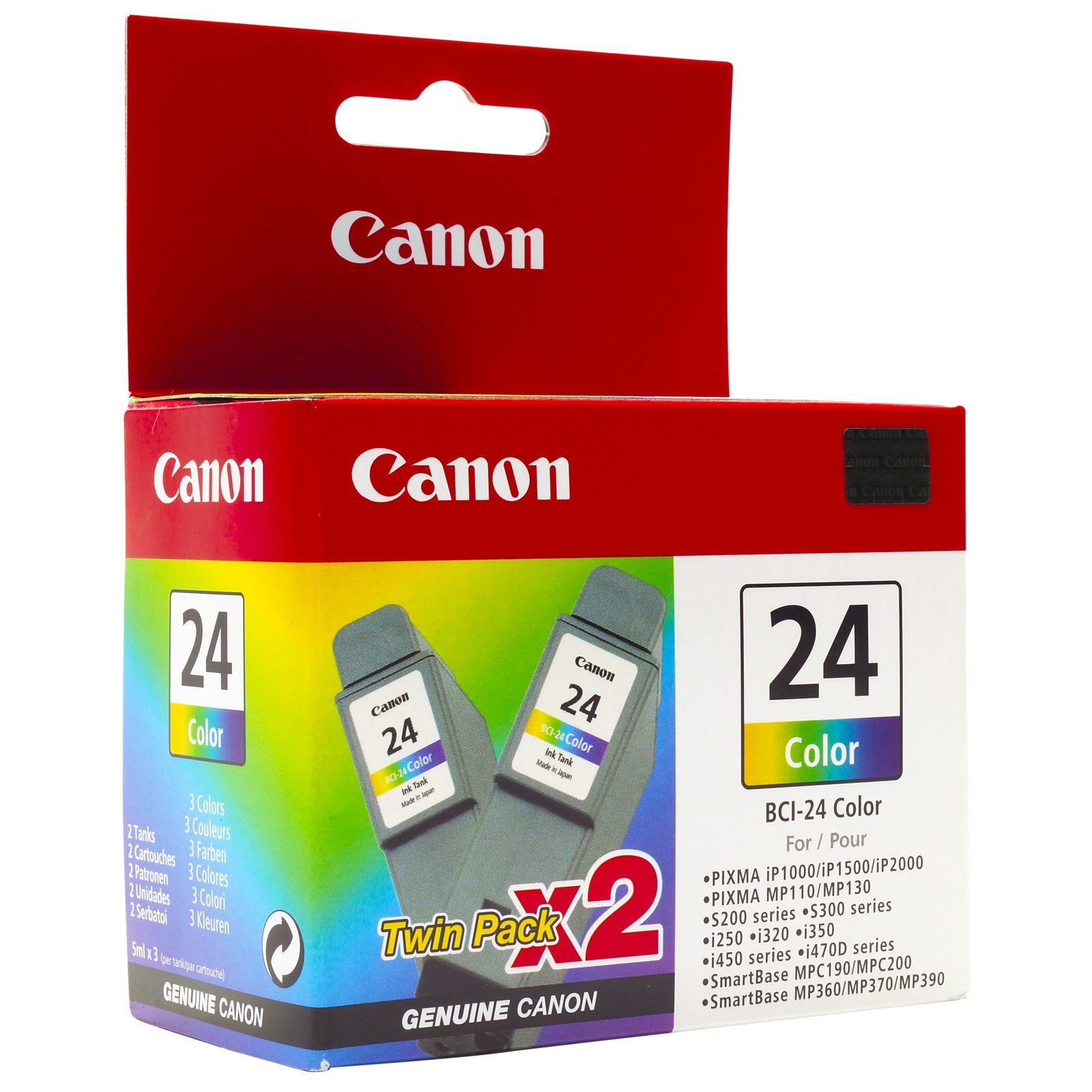 Canon BCI-24C Colour Ink Tank (Twin Pack): 6882A009 (6882A009)