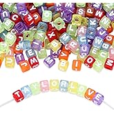 LAIDANLA 1500PCS Acrylic Letter Beads Alphabet White Letters Transparent Colorful Cube Bead 6×6mm for Jewelry Bracelets Necklaces Key Chains Making