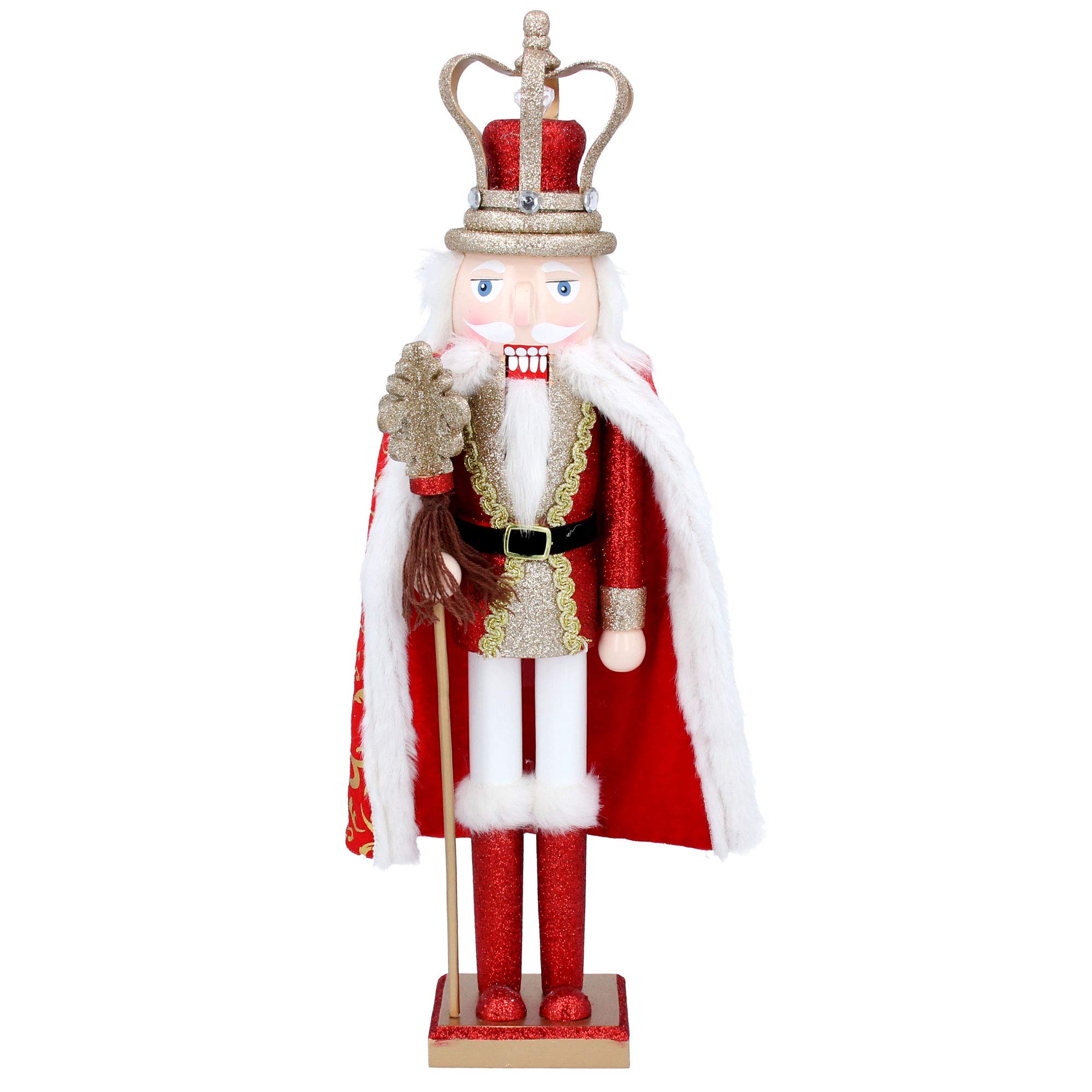 Gisela Graham Wooded Christmas Ornament 46cm - Red/Gold King Nutcracker