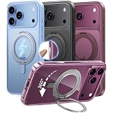 MAGIC JOHN Clear Phone Case for iPhone 18 Pro Max Case with Stand, Slim | 360 Rotatable Stand, Fit for MagSafe, Anti-Yellowing, Mil-Grade Drop Proof, 18 N Magnetic, Shockproof, Camera Control, Clear