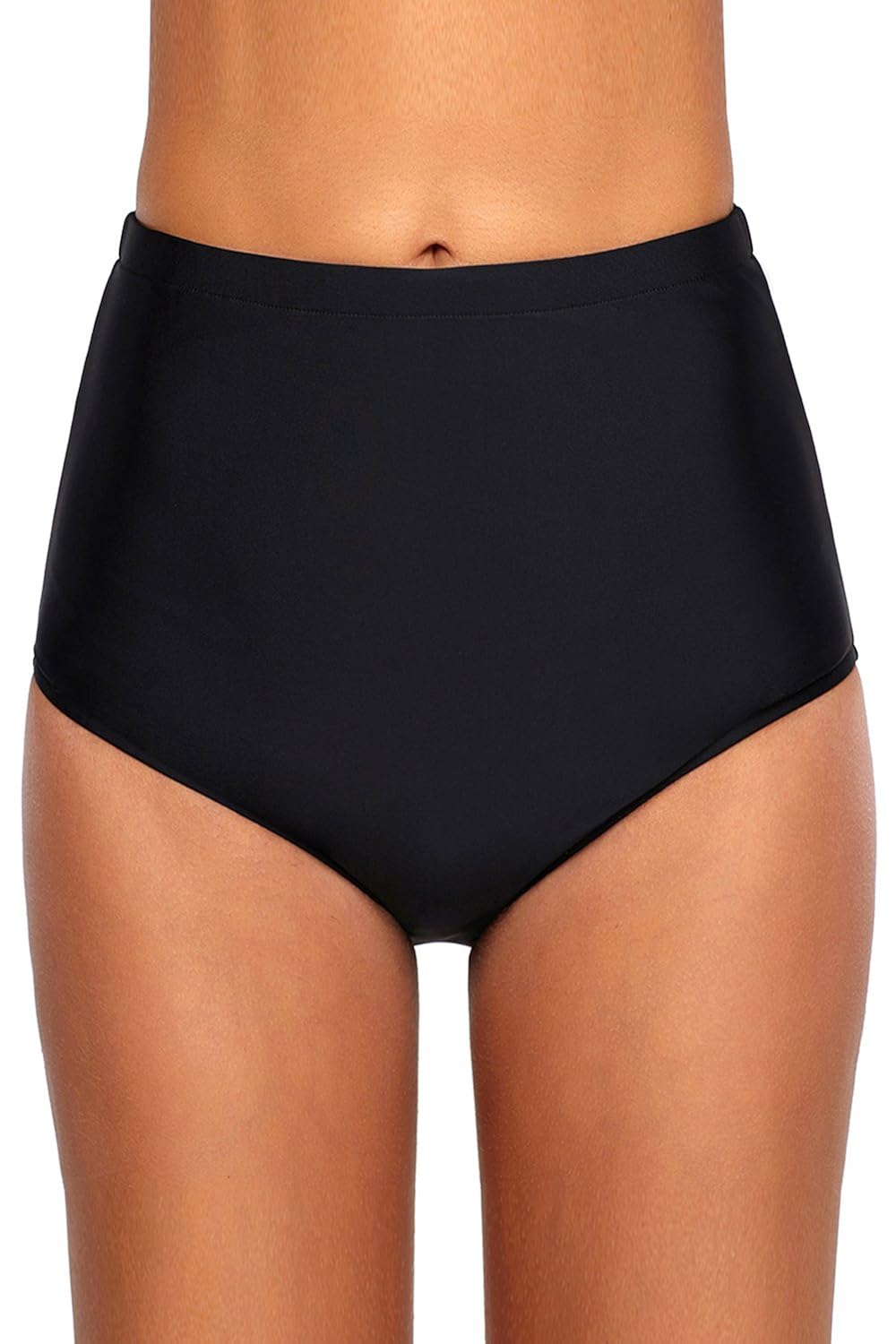 boldgal girl's bathing retro high waist swim shorts (black)