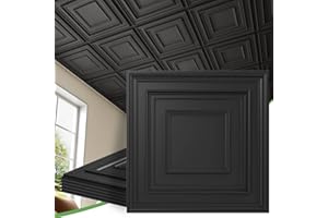 LooYee 24 PCS Deeply Grooved Design Drop Ceiling Tile，2Ft X 2Ft PVC 3D Decorative Ceiling Panels，24 X 24In Waterproof Washabl