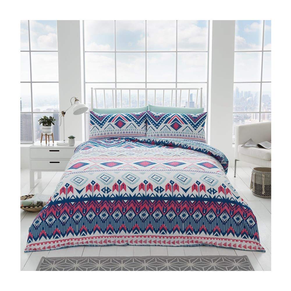 GC GAVENO CAVAILIA Luxury Super Soft Duvet Cover, Poly Cotton Linen Easy Care Quilt Bedding Set, Polycotton, Bright-Dakota, Double