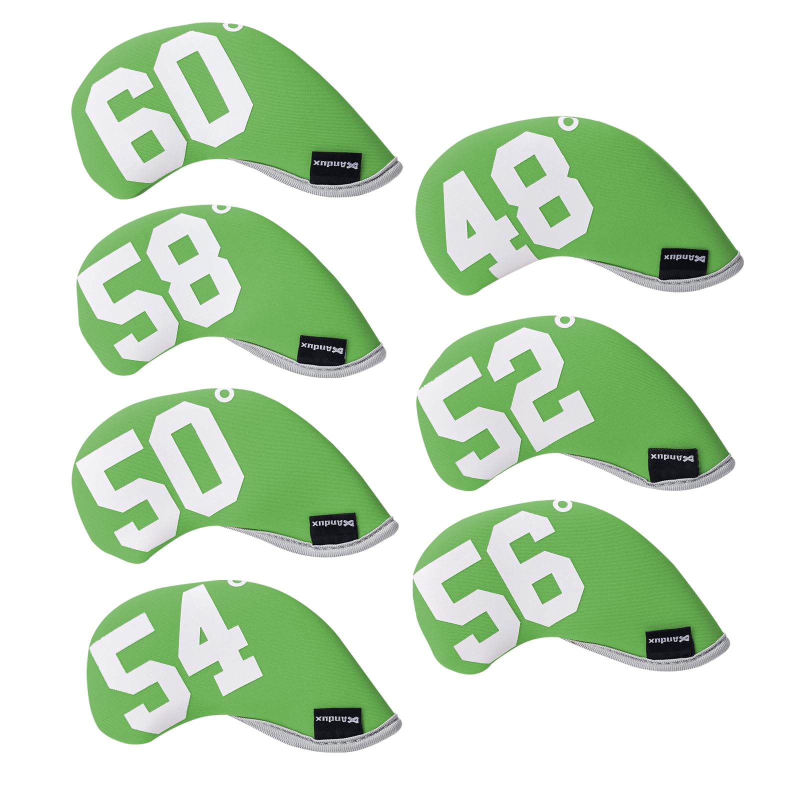 Andux 7pcs/Set Golf Wedge Irons Club Head Covers with Degree NO. on both Sides MT/W10 Green