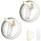 40oz Flip Straw Lid for HydroJug Traveler, Leak Proof Top Cap Replacement for HydroJug Tumbler, BPA-Free Dishwasher Safe Leak Resistant Cap with 4 Straws, Lids Accessories for Hydro Jug, Cream*2