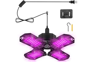 TENDIST Deformable LED Black Light 60W, 1 Pack UV Light with Plug and Switch, Black Lighting for Glow Party, Purple Neon Blac