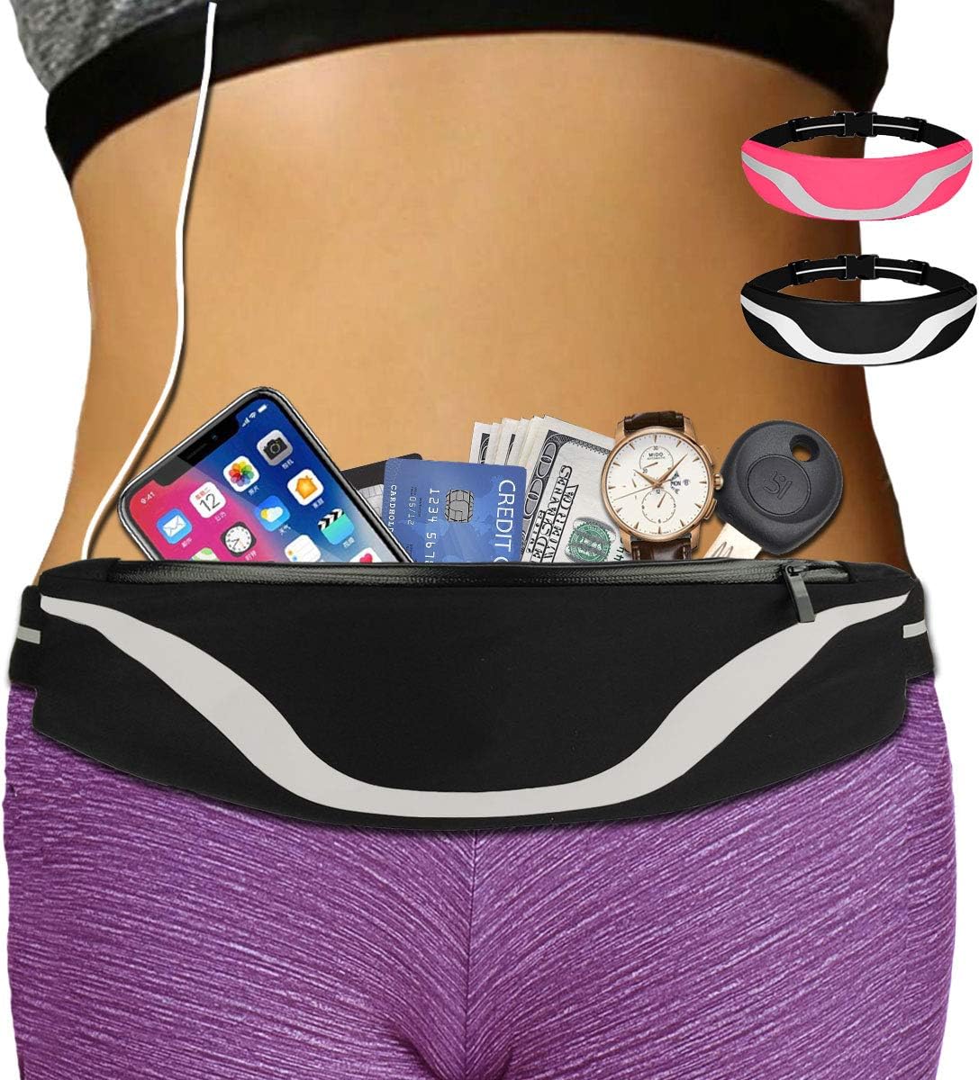 AIKENDO iPhone Running Pouch Belt 8 Plus, Adjustable Running Belt iPhone x 7 for Jogging,Workout,Travelling Fits All Phone, Running Fanny Pack for Men&Women,Phone Carrier Holder for Running