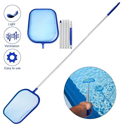 GaFlid Pool kescher, Kescher PoolReinigung mit Alu Teleskopstange Schwimmbad Blatt Skimmer Netz Laubkescher mit Kescher-Aufsa