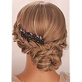 Kercisbeauty 3pcs Small Cute Black Rhinestones Beads Hair Pins Set for Women Girls Halloween Party Prom Hair Jewelry Wedding Bridal Handmade Hair Piece