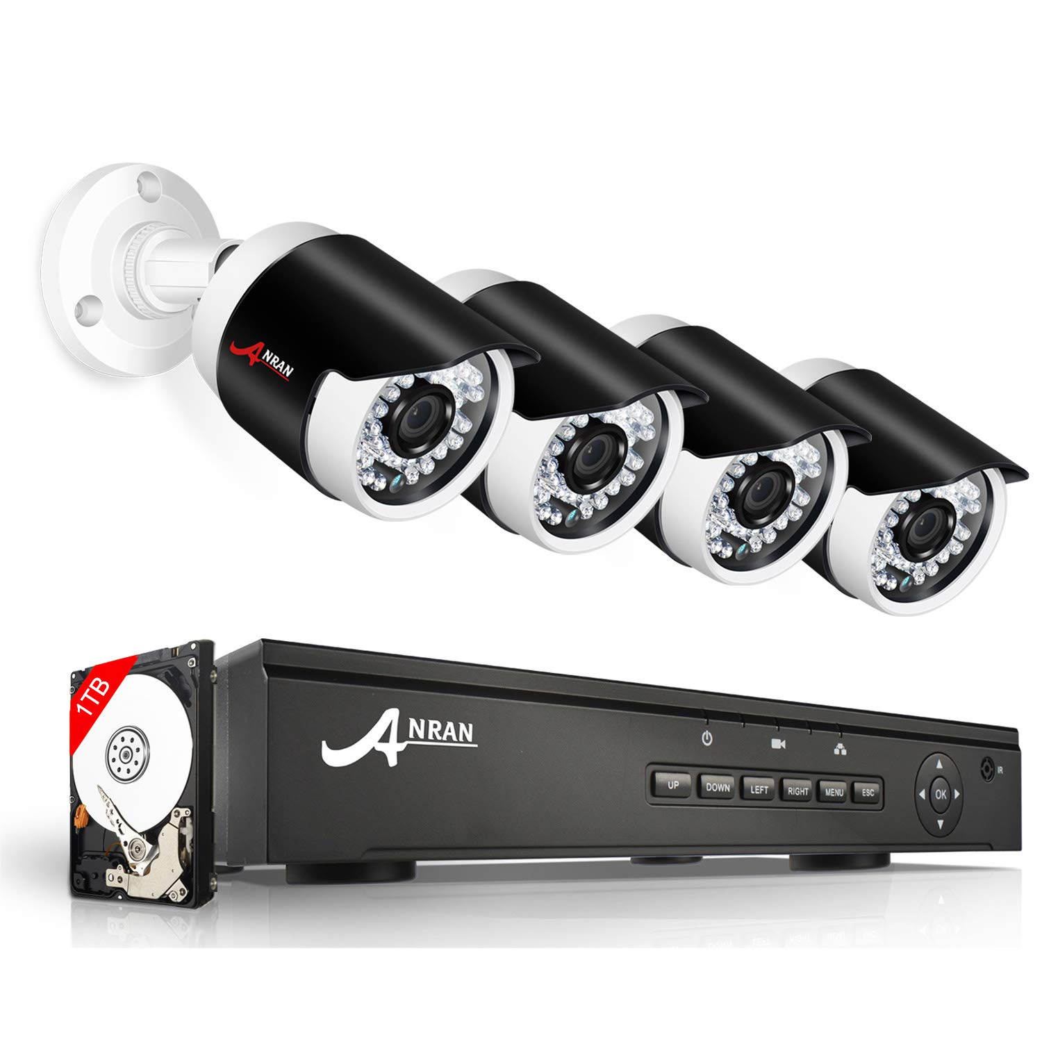 Système Caméra Surveillace ANRAN Kit de Vidéo Sécurité 4CH 1080P NVR